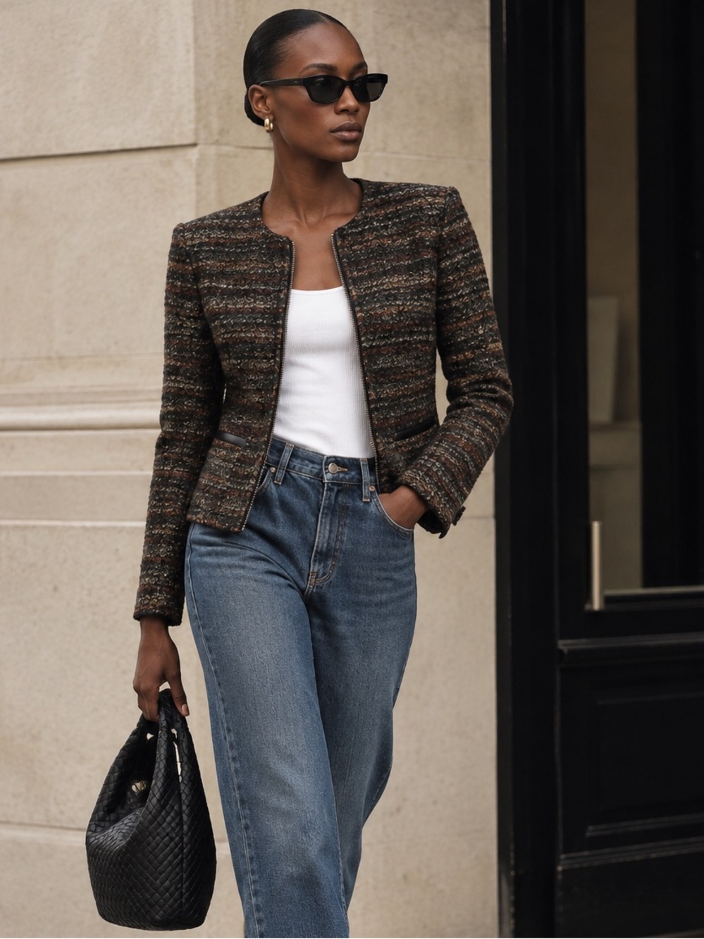 L’Agence Bouclé Wool Alpaca Jacket French Chic Tweed Blazer Size 2